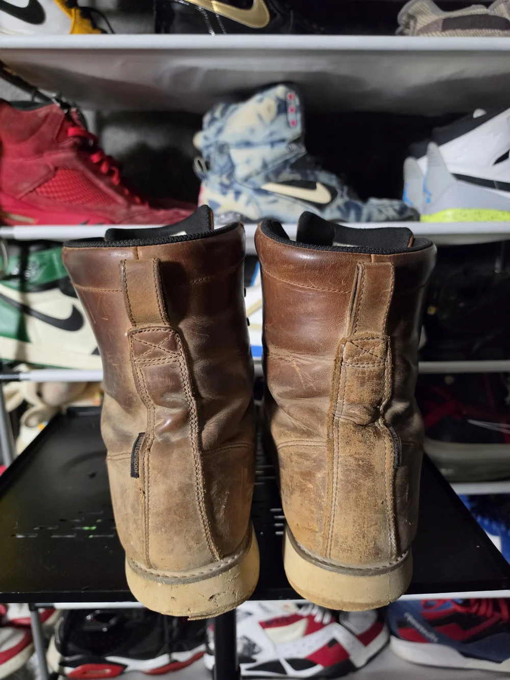 🔥 Men's Brunt Contractor Worn! Men 13 Brown Leather Work Boots Classic Lace-Up
